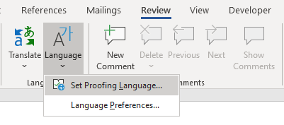 alternate language highlights in word